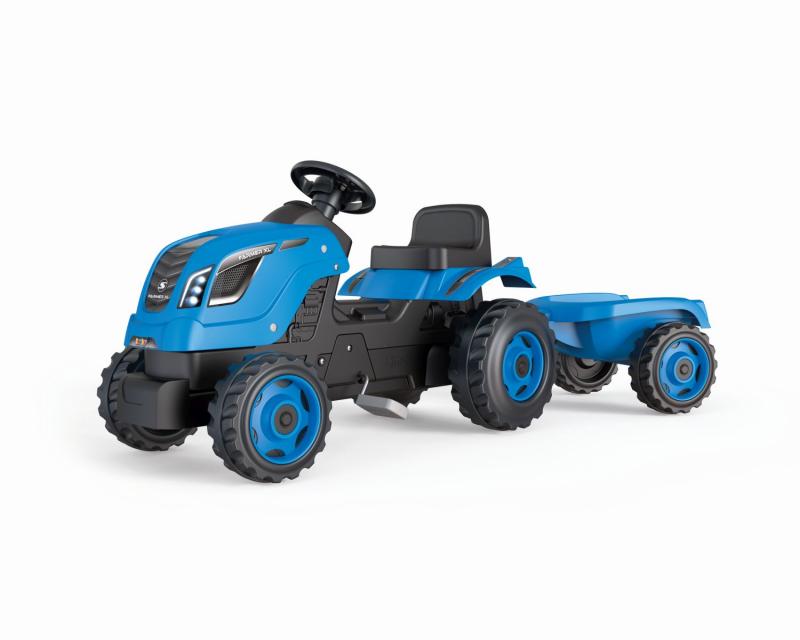 Šlapací traktor Farmer XL modrý s vozíkem